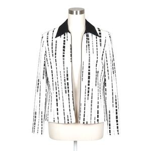 Ravel Black & White Geometric Print Jacket | Retro Mod Style Zip Front Top M